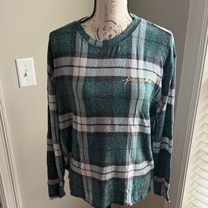 PINK Victoria's Secret Green Plaid Pajama Top NWT